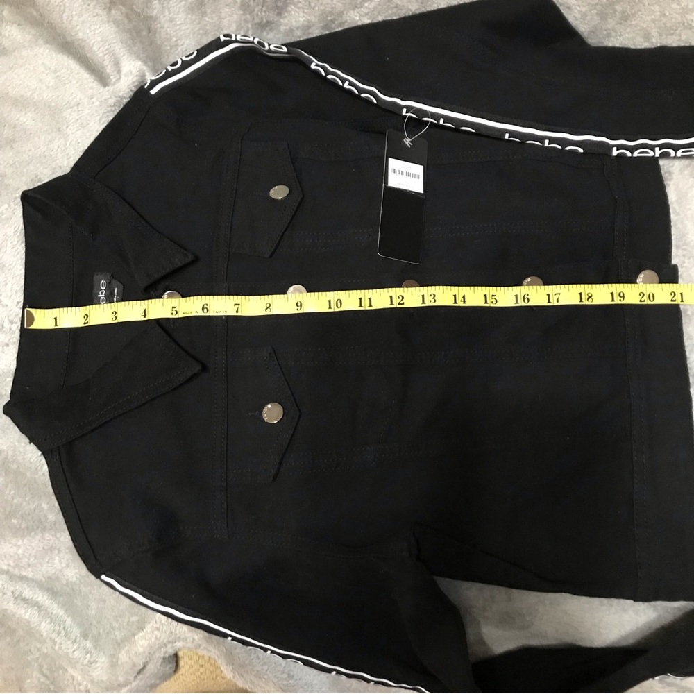 NWT bebe logo black denim jacket Sz S & L - Picture 12 of 12
